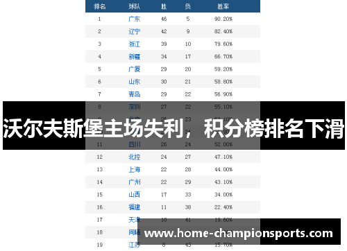 沃尔夫斯堡主场失利，积分榜排名下滑